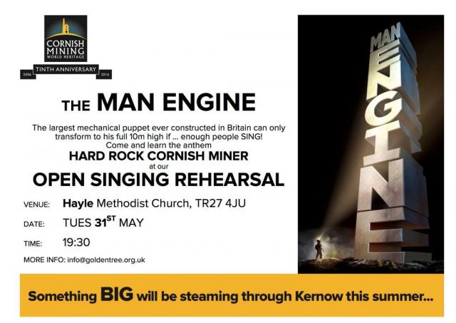 The largest mechanical puppet ever built in Britain is coming to Hayle, but he can only transform if people SING! The largest mechanical puppet ever built in Britain is coming to Hayle, but he can only transform if people SING!